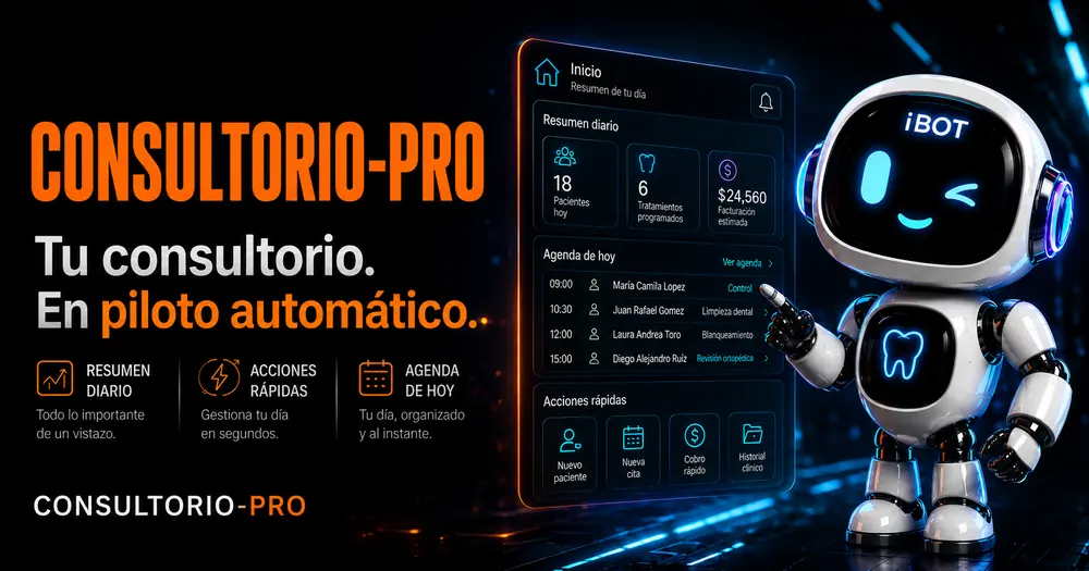 Pantalla de Consultorio PRO, la app principal del nivel Premium